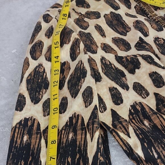 Chico's Brown Beaded Embellished Artisan Animal Print Open Jacket Size 1 Size M - Picture 11 of 15